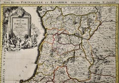 Portogallo: Una grande mappa colorata a mano del XVII secolo di Sanson e Jaillot
