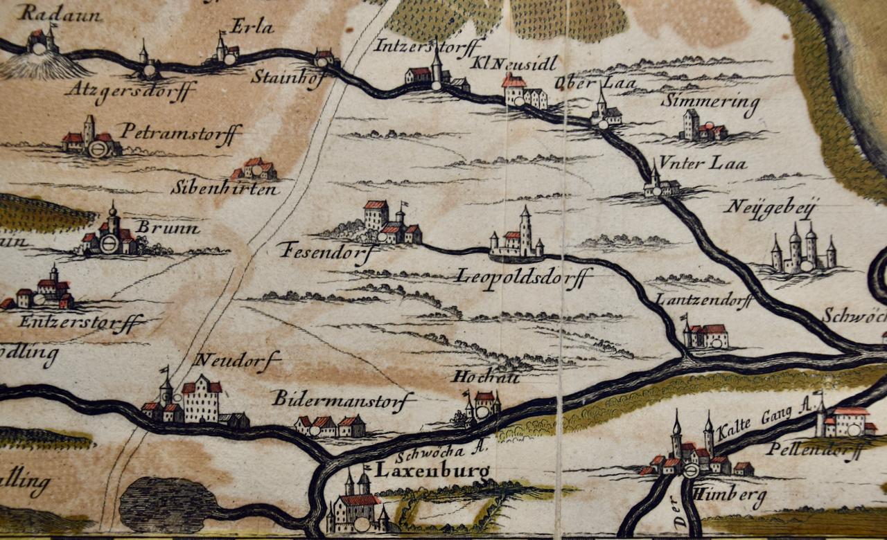 Vienna, Austria: A Large 17th Century Hand-Colored Map by Sanson and Jaillot For Sale 2