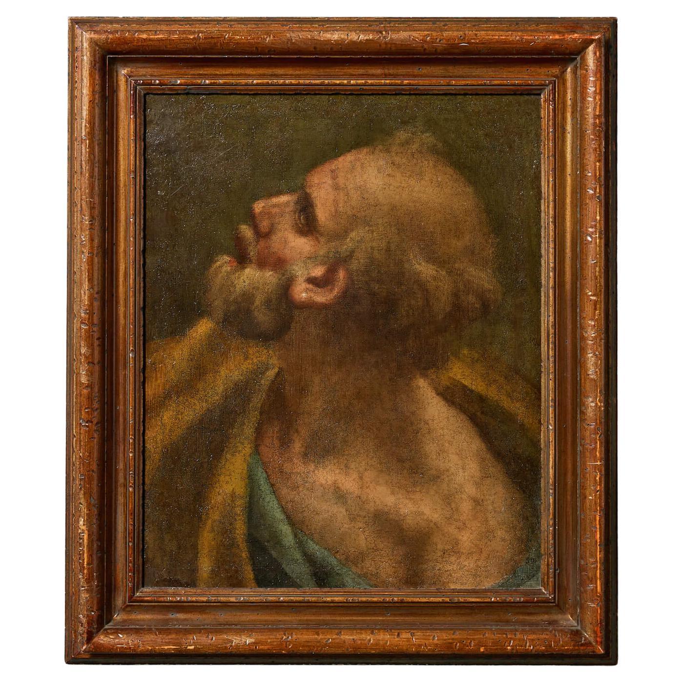 Large 17th century Italian School Philosopher Portrait Oil on Canvas