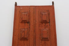 Grandi porte di un monastero del XVII secolo in rovere laccato in terracotta, Portogallo