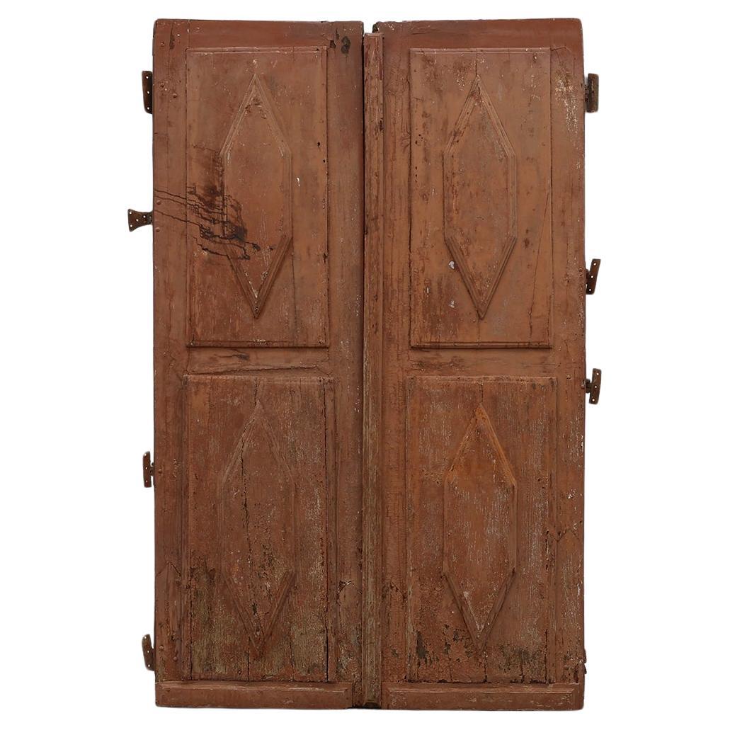 Grandi porte di un monastero del XVII secolo in rovere laccato in terracotta, Portogallo in vendita