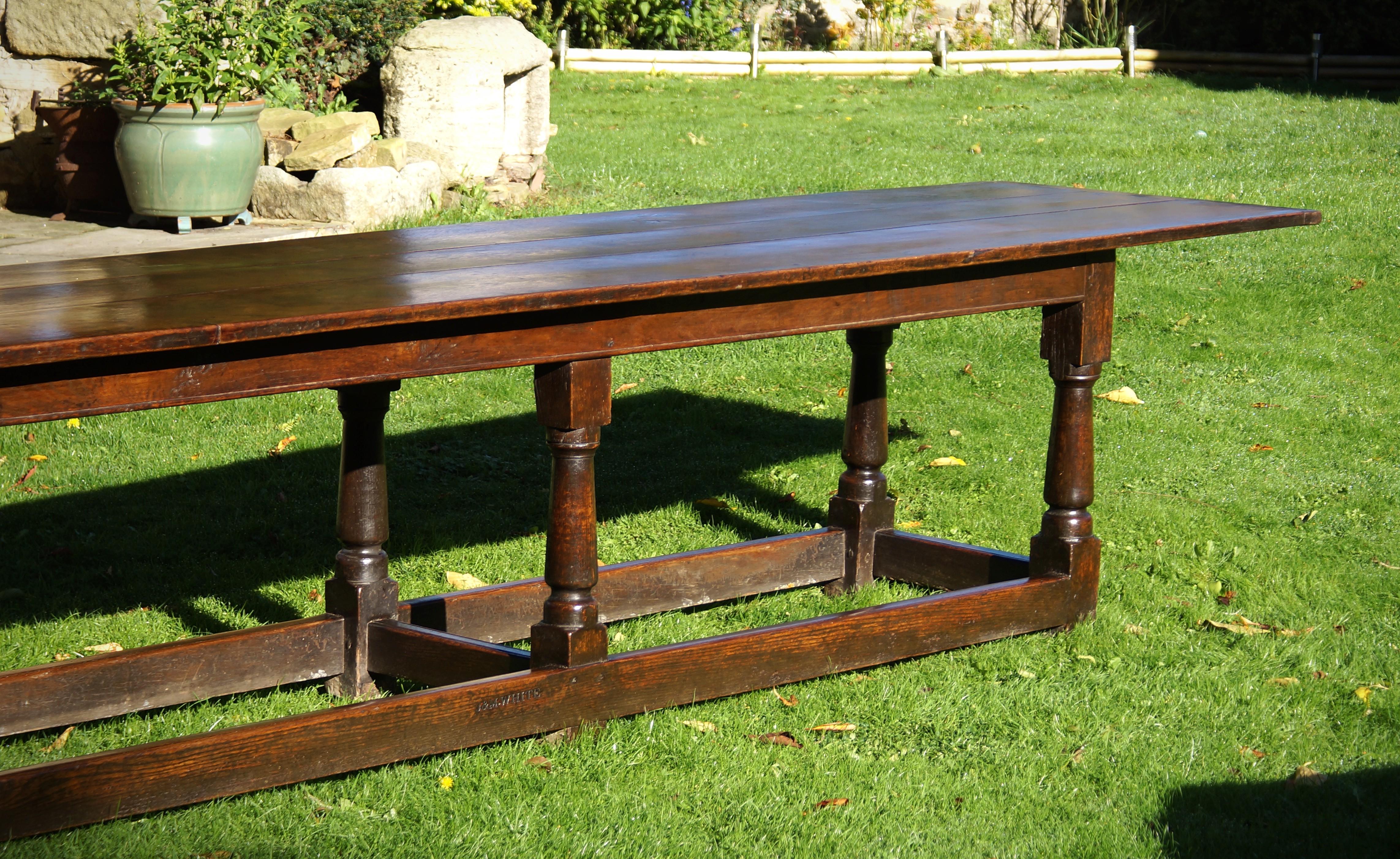 British Large 17th Century Oak Refectory Table. kitchen/dining. For Sale
