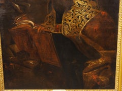 Large 17th Century Oil on Canvas Painting of Saint Augustine