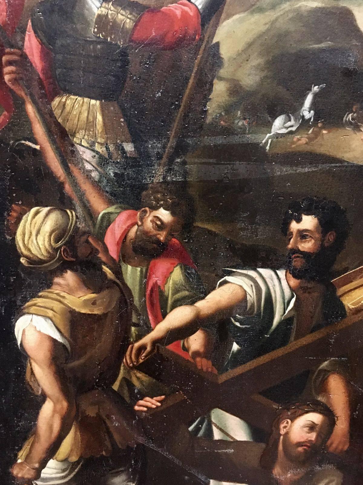 Painted Large 17th Century Painting, Scene Just before the Crucifixion of Jesus For Sale