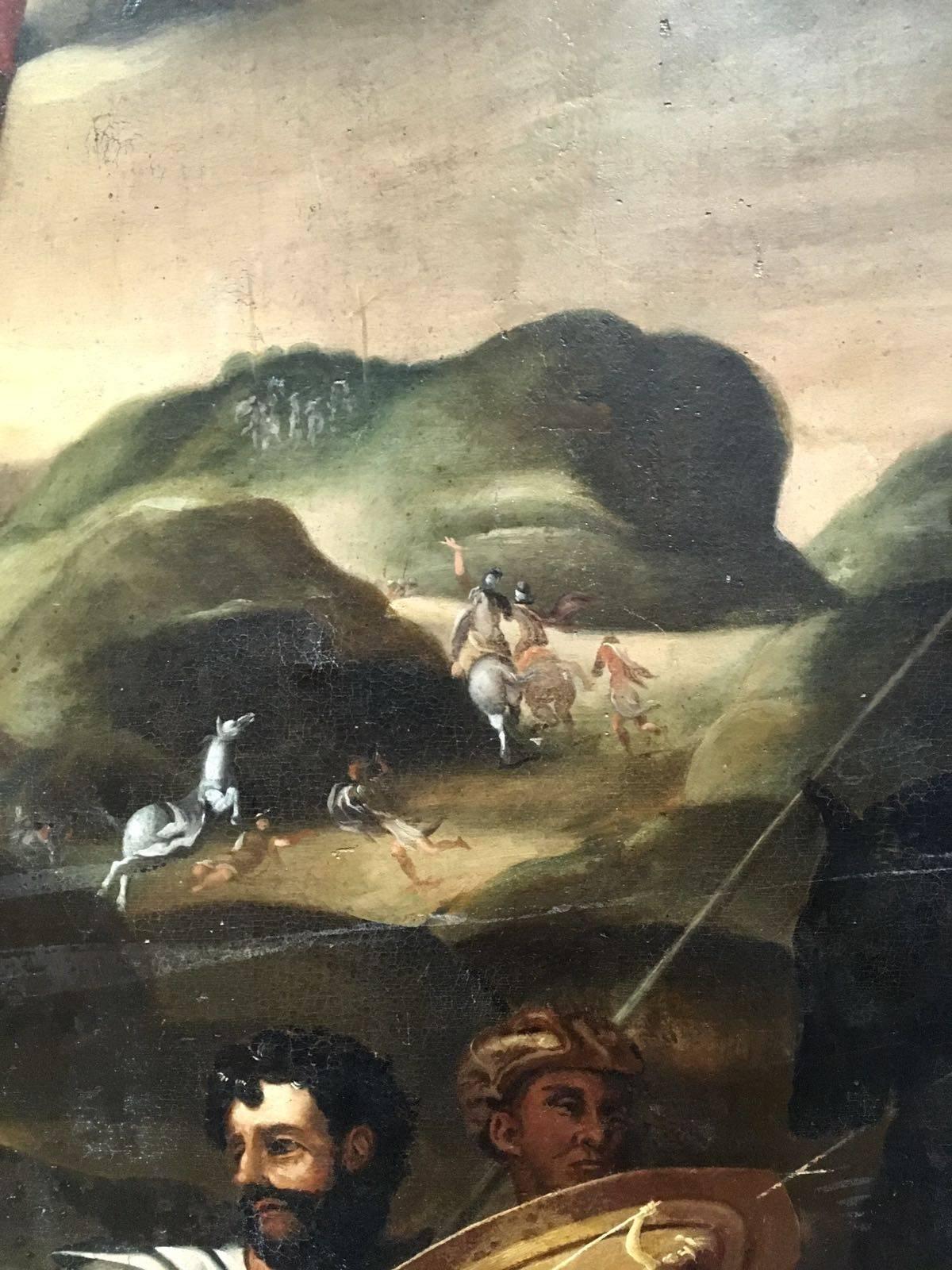Large 17th Century Painting, Scene Just before the Crucifixion of Jesus In Good Condition For Sale In London, GB