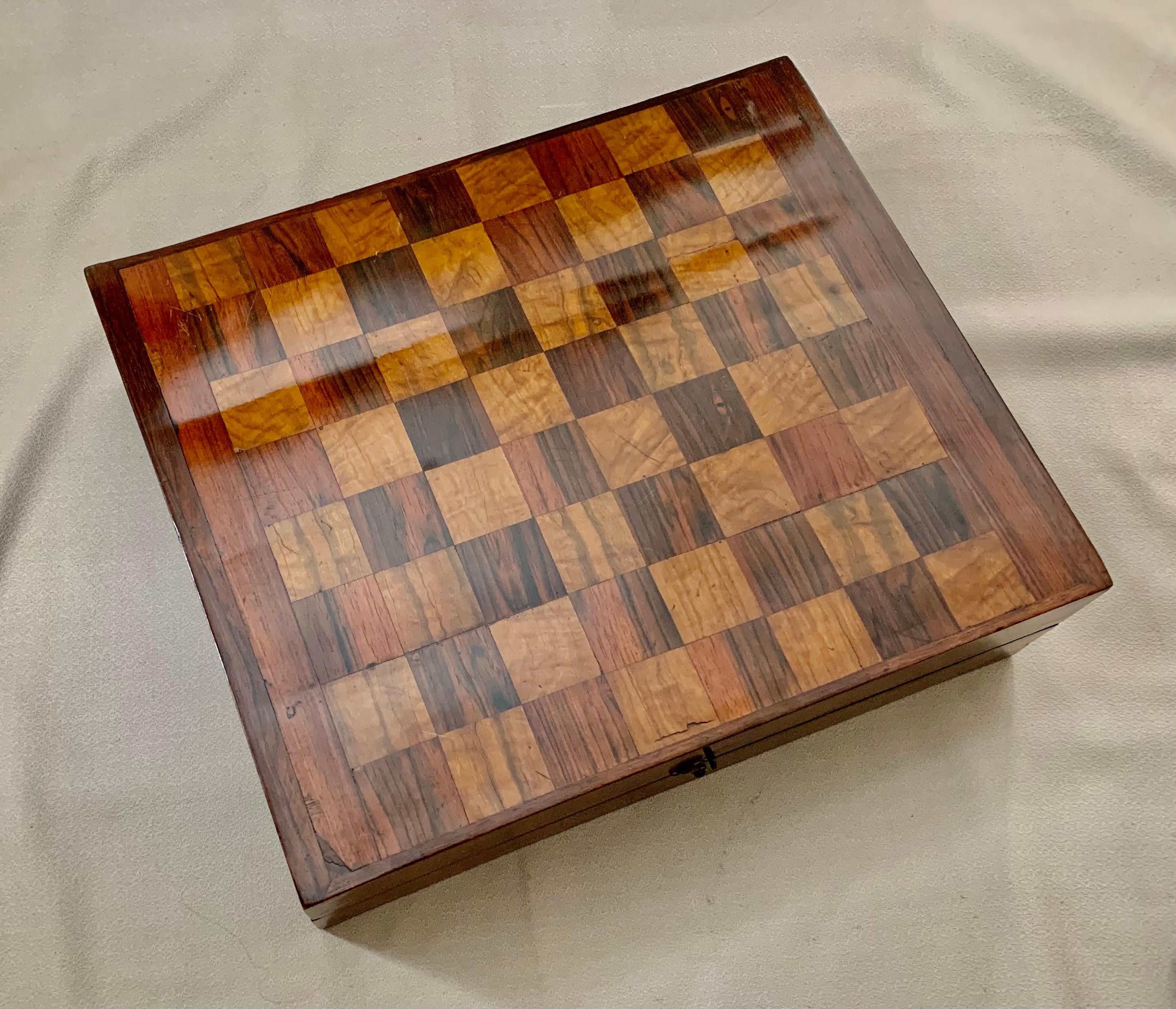 Large 17th Century Rosewood and Walnut Game Box for Chess, Backgammon, Checkers 7