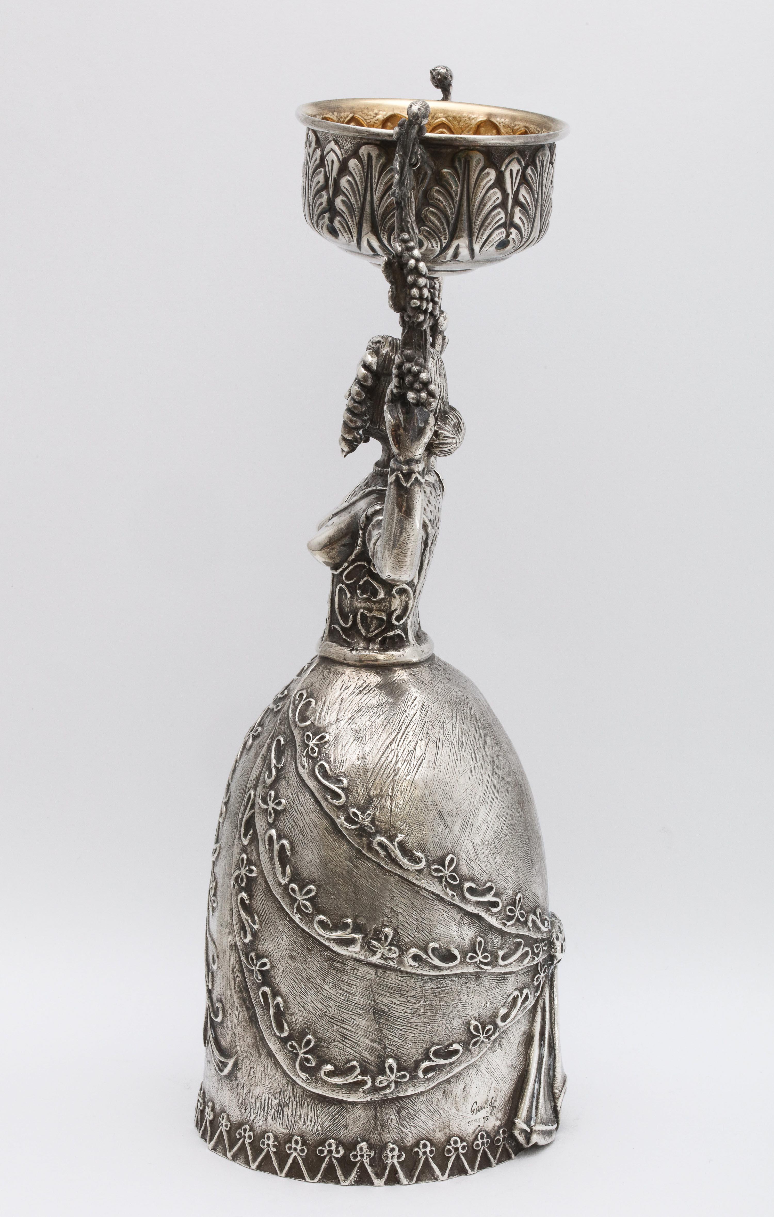 Large 17th Century-Style Sterling Silver Wager/Marriage Cup 5