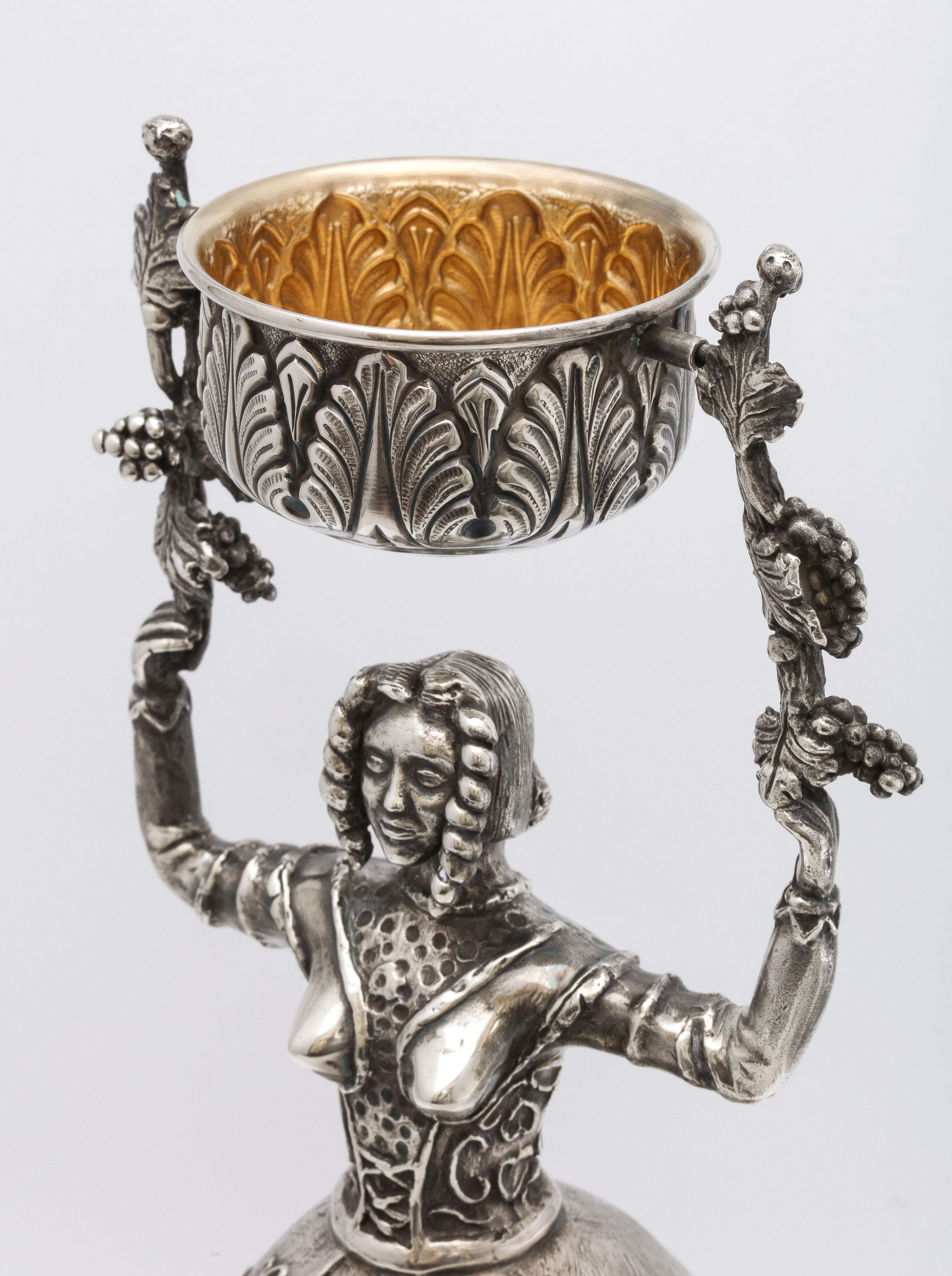 Large 17th Century-Style Sterling Silver Wager/Marriage Cup 7