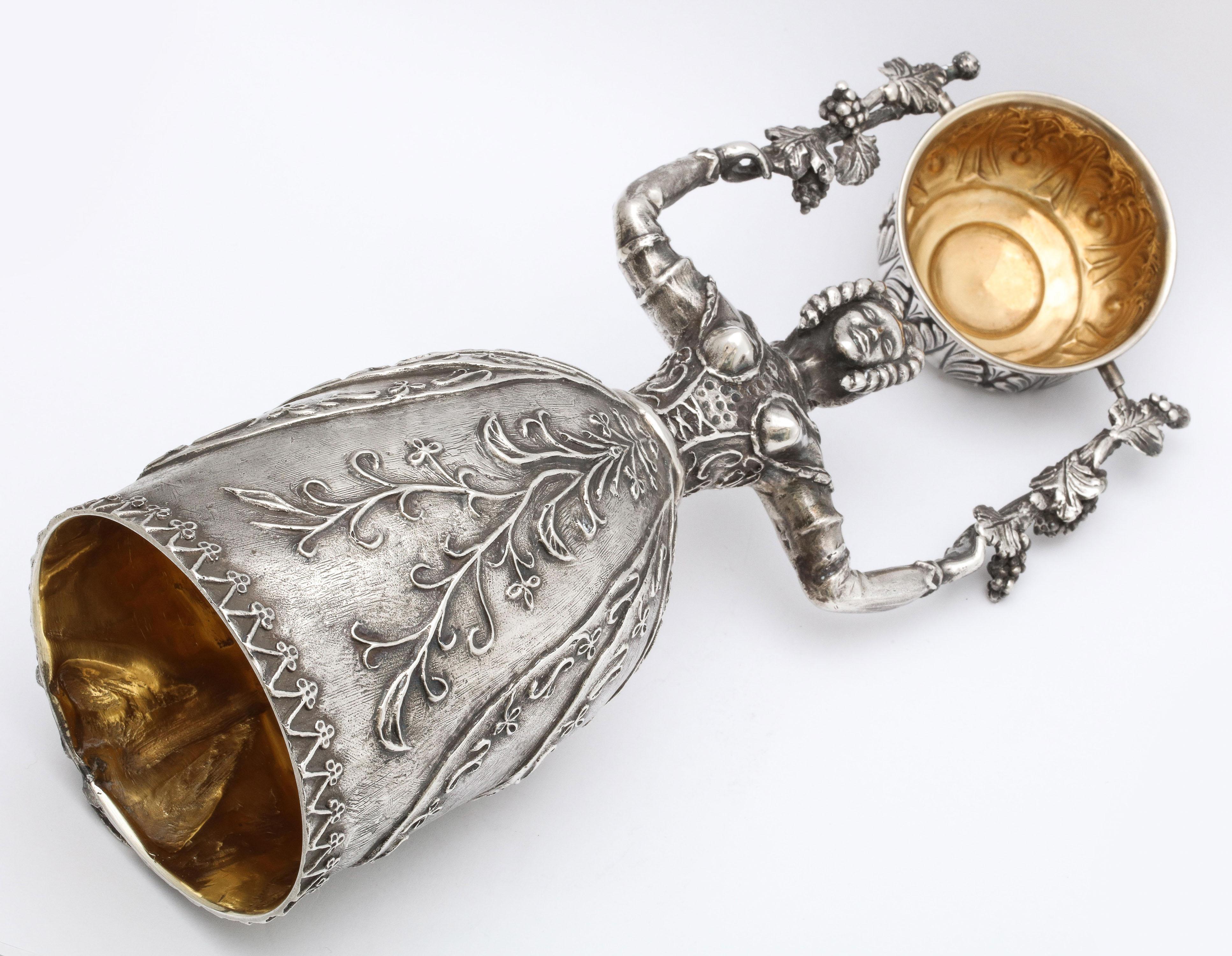 Large 17th Century-Style Sterling Silver Wager/Marriage Cup 10