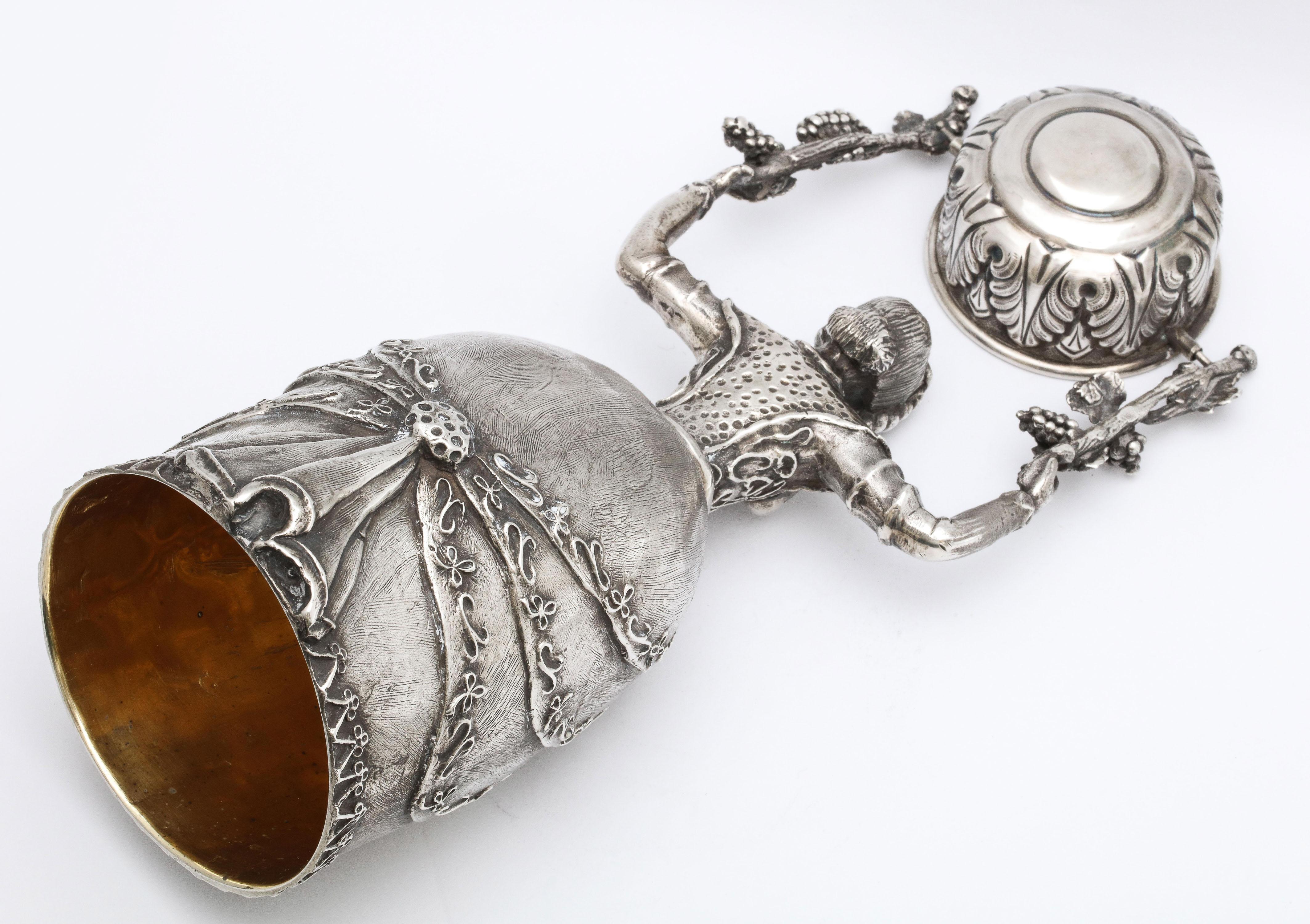 Large 17th Century-Style Sterling Silver Wager/Marriage Cup 12