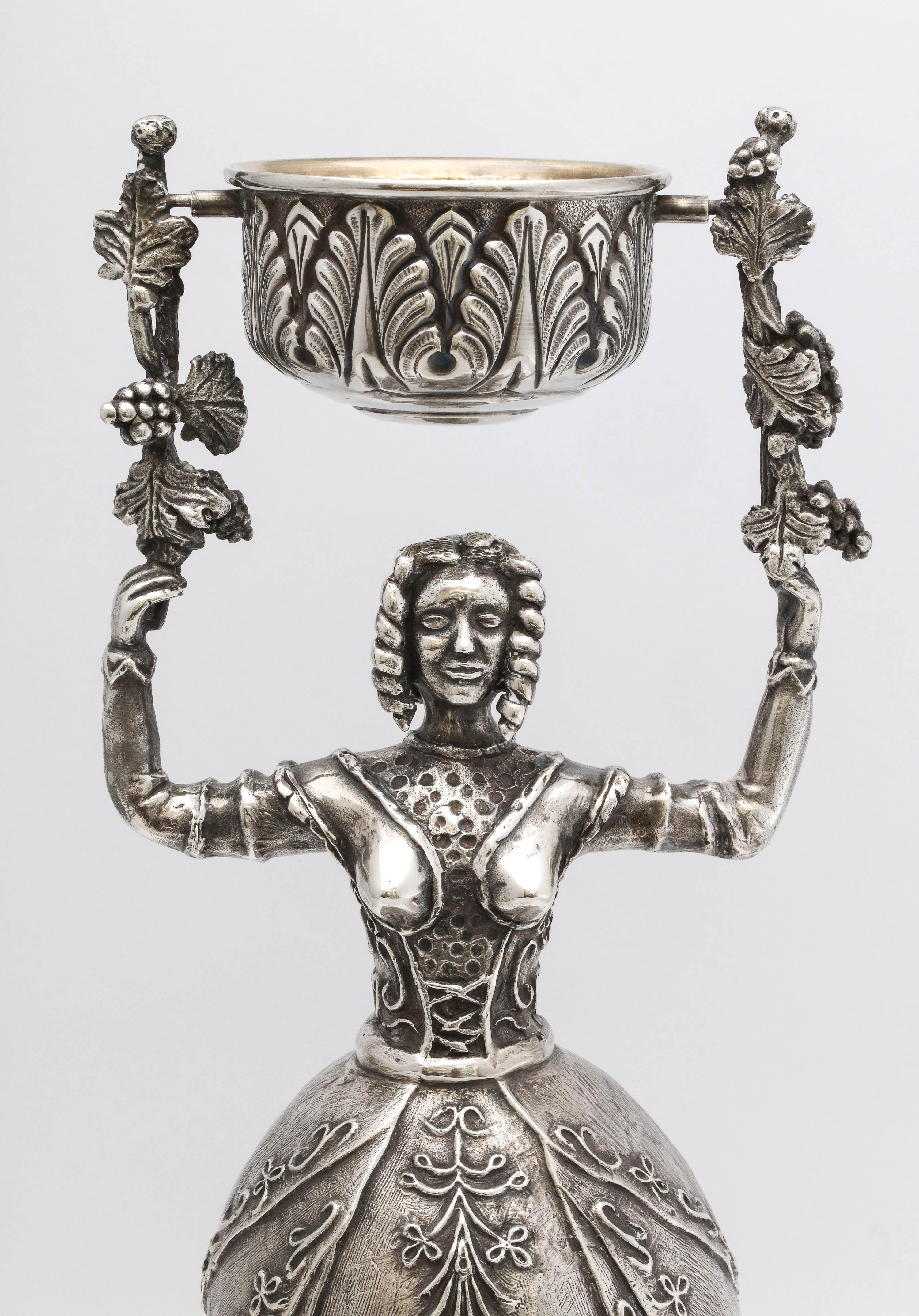 Renaissance Large 17th Century-Style Sterling Silver Wager/Marriage Cup