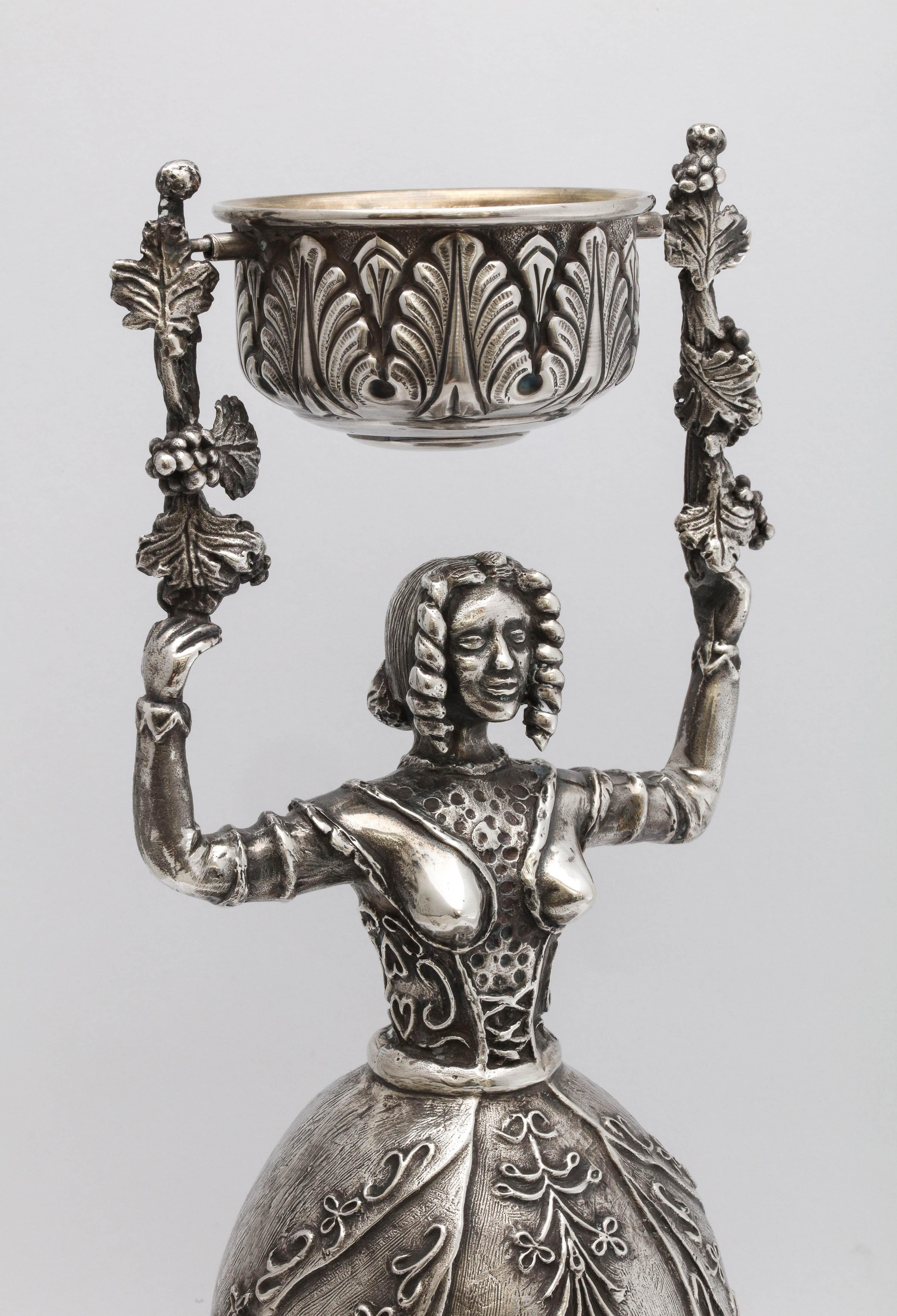 Gilt Large 17th Century-Style Sterling Silver Wager/Marriage Cup
