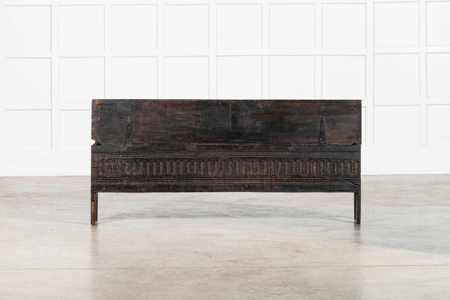 Large 17th English Oak Sword Chest 9