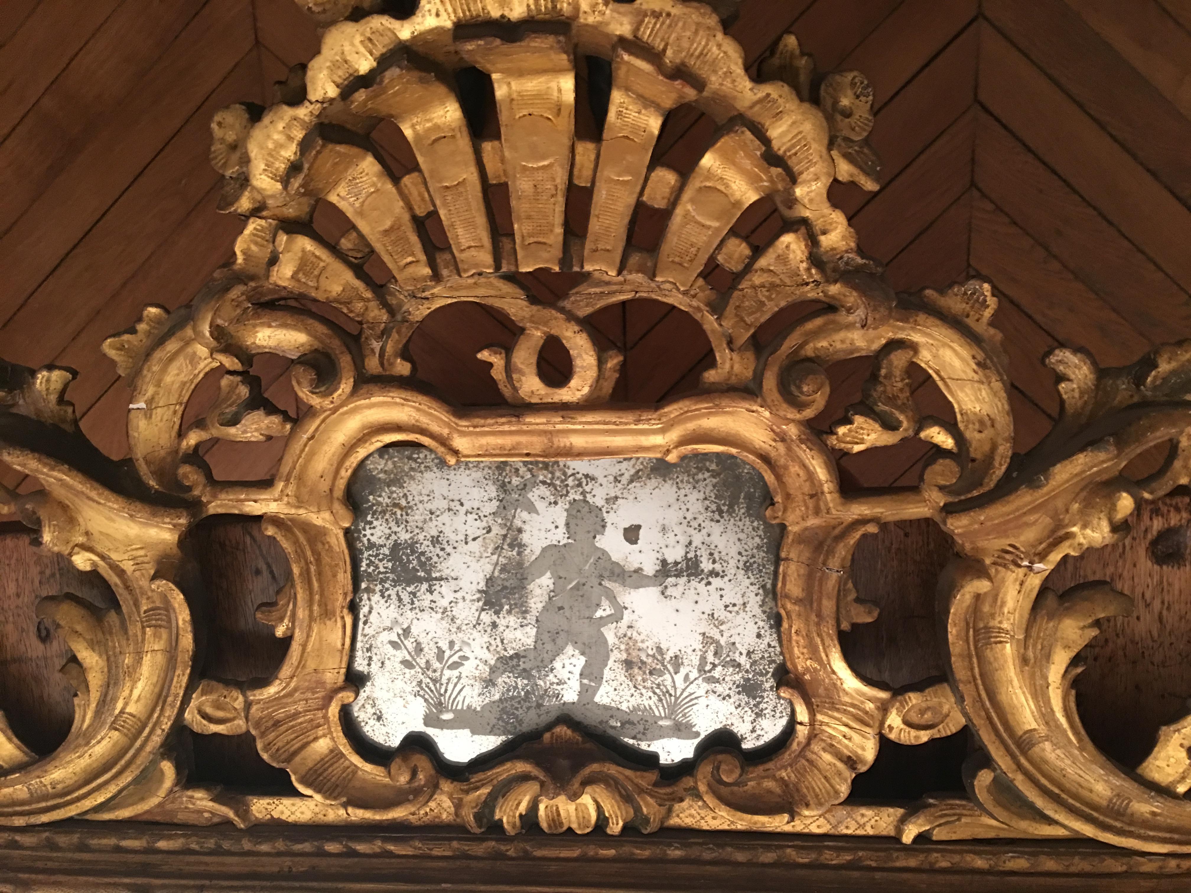 Baroque Large 17th Venetian Mirror For Sale