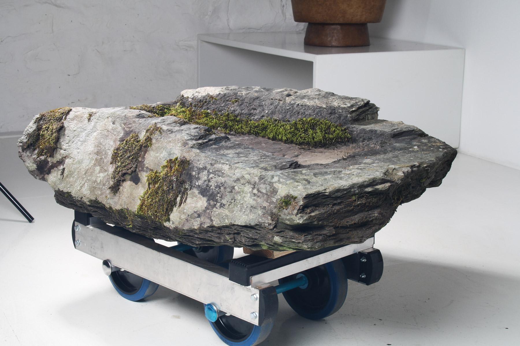Large 17thCentury Stone Trough Garden Feature Weathered Moss Bonsai Carved Stone For Sale 3