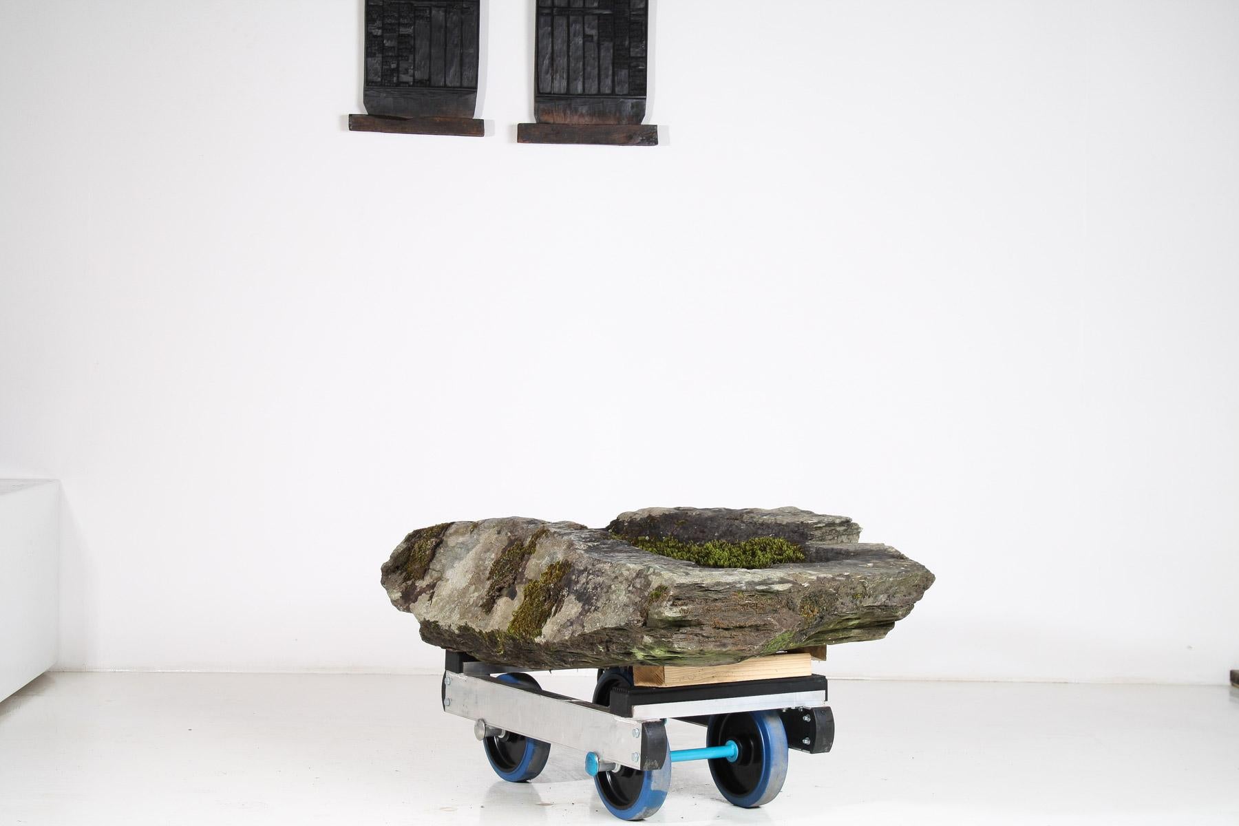 Large 17thCentury Stone Trough Garden Feature Weathered Moss Bonsai Carved Stone For Sale 5