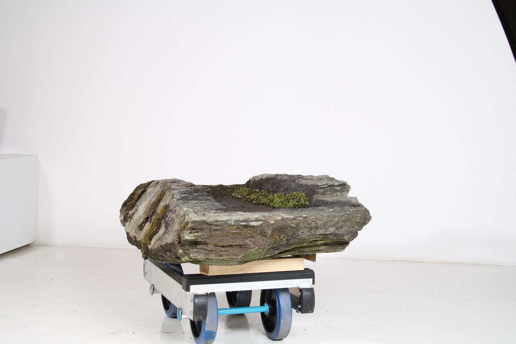Large 17thCentury Stone Trough Garden Feature Weathered Moss Bonsai Carved Stone For Sale 6