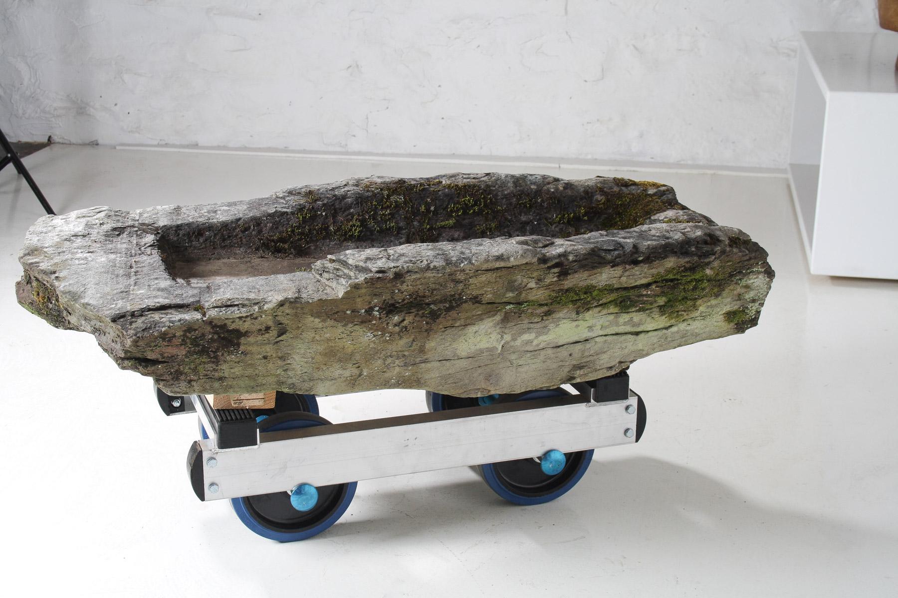 Large 17thCentury Stone Trough Garden Feature Weathered Moss Bonsai Carved Stone For Sale 8