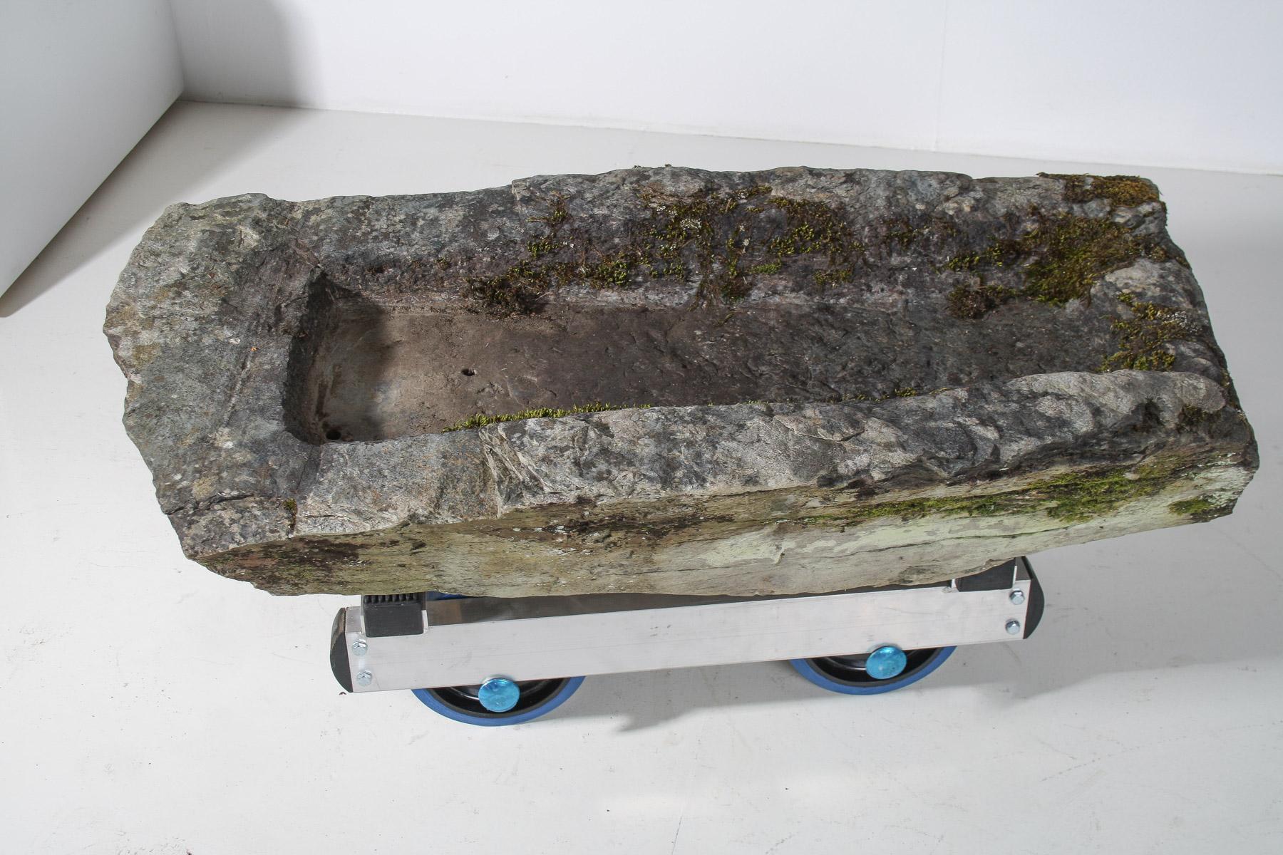 Large 17thCentury Stone Trough Garden Feature Weathered Moss Bonsai Carved Stone For Sale 10