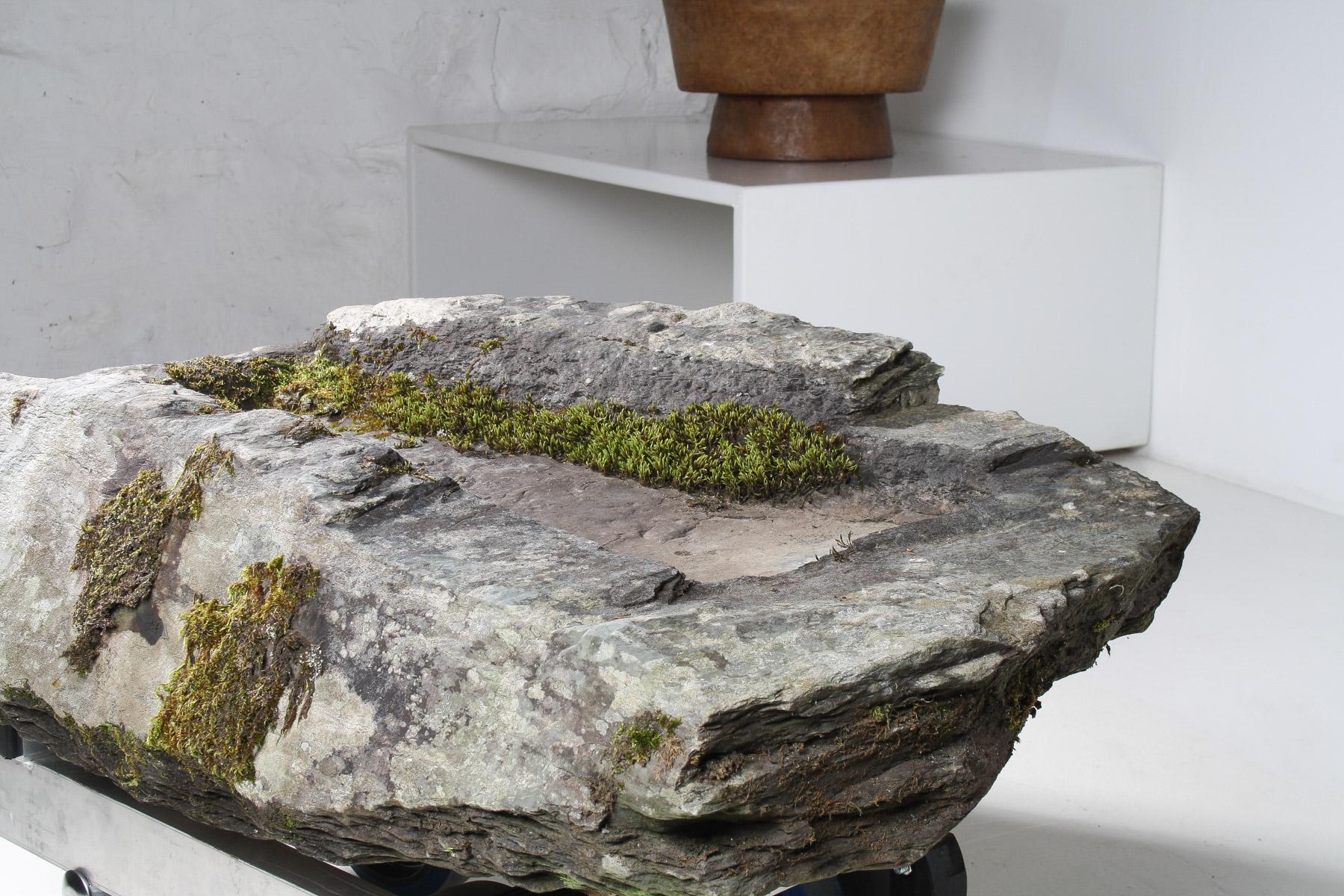 Large 17thCentury Stone Trough Garden Feature Weathered Moss Bonsai Carved Stone For Sale 2