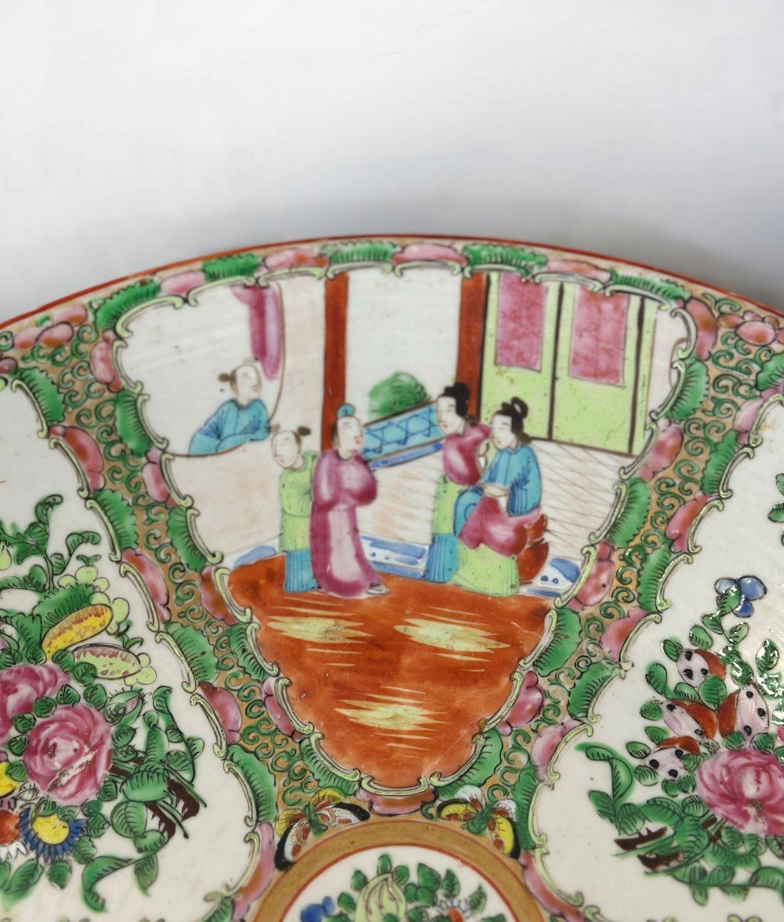 18th Century and Earlier Large 18/19th Century Chinese Rose Canton Charger Plate For Sale