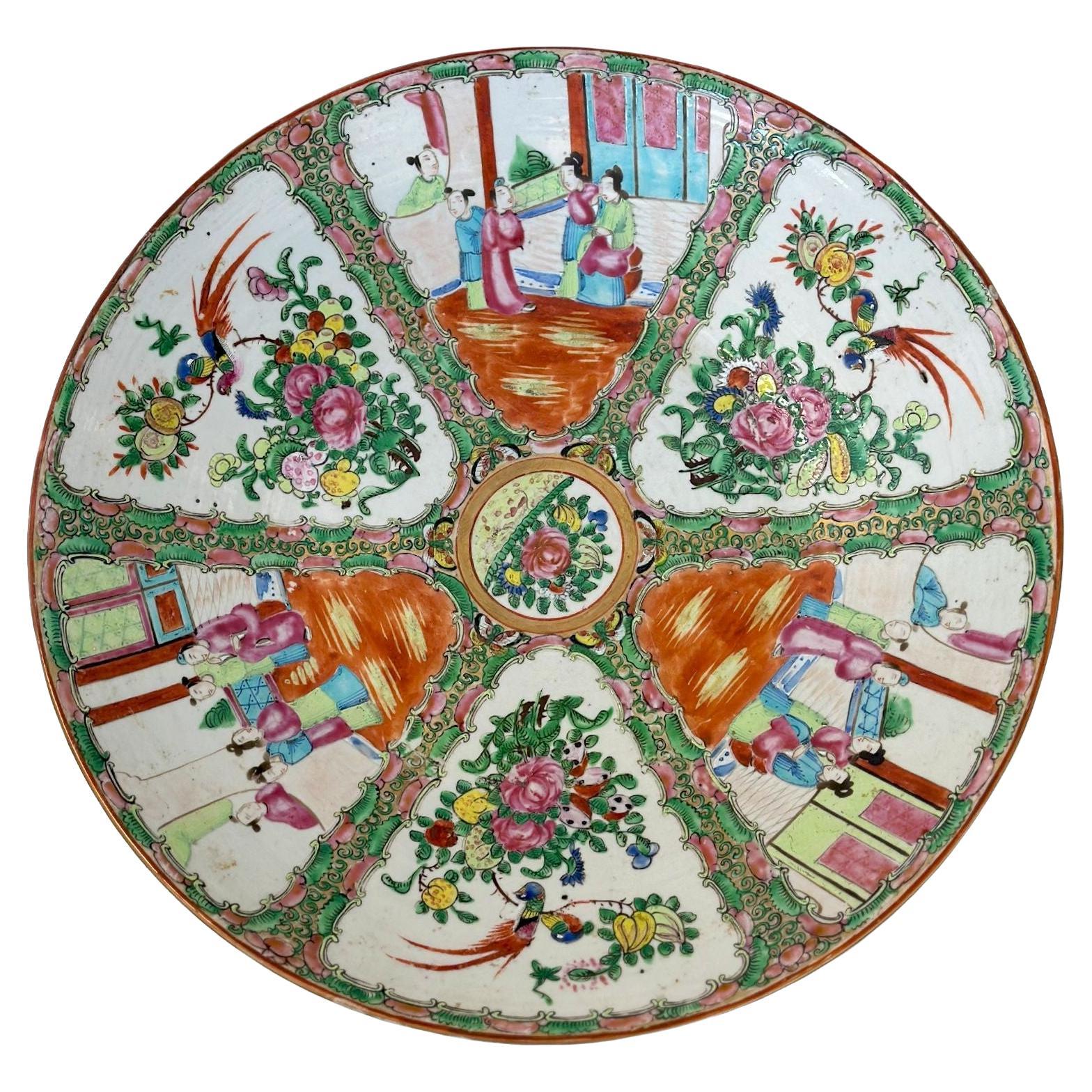 Large 18/19th Century Chinese Rose Canton Charger Plate