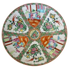 Antique Large 18/19th Century Chinese Rose Canton Charger Plate