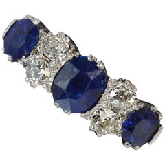 Large 18 Carat Gold and Platinum Sapphire Cluster Ring