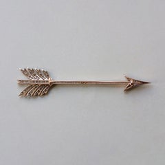 Large 18 Carat Gold and Silver Arrow Brooch with Diamond