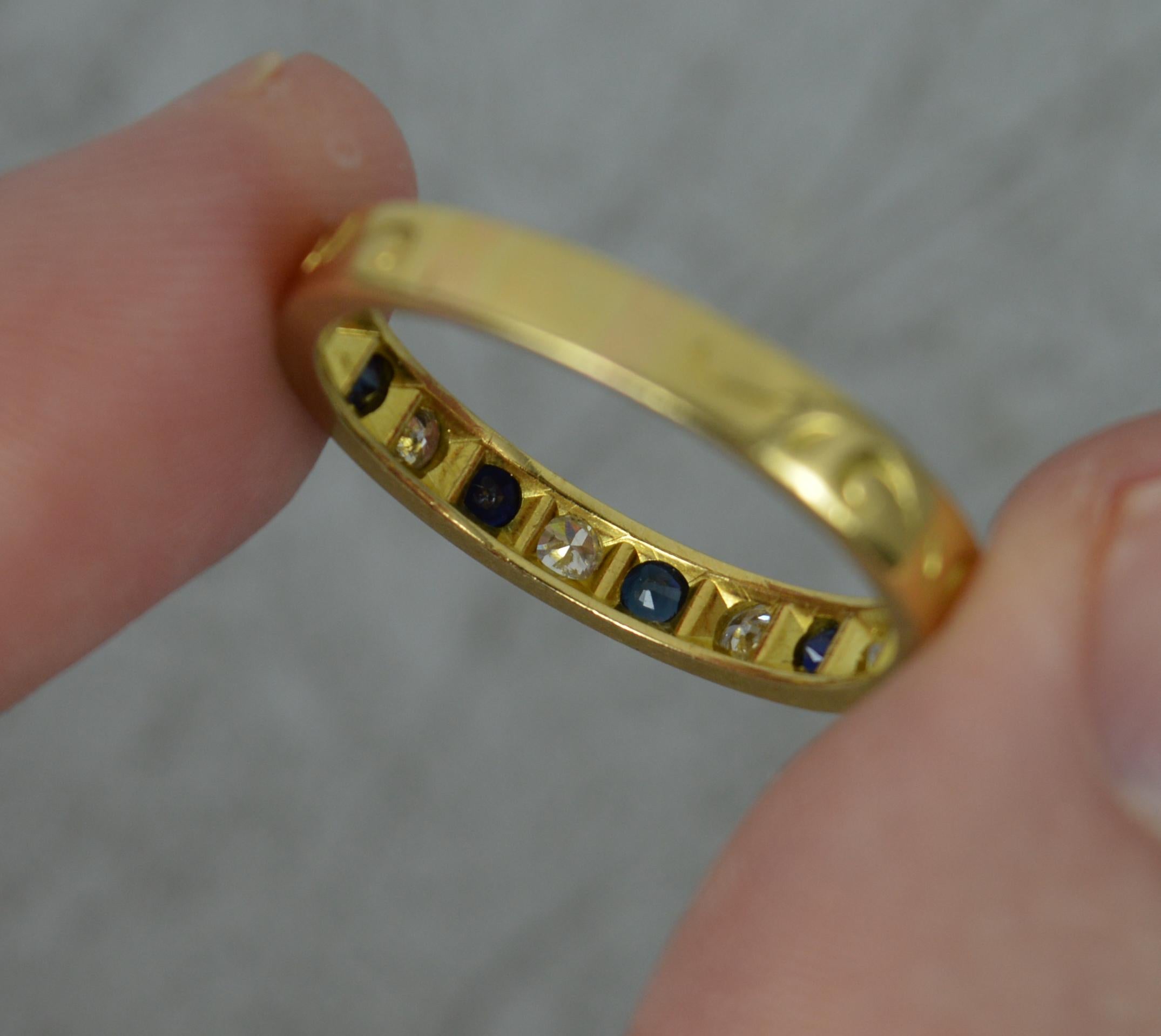 Large 18 Carat Gold Diamond and Sapphire Half Eternity Stack Ring 4
