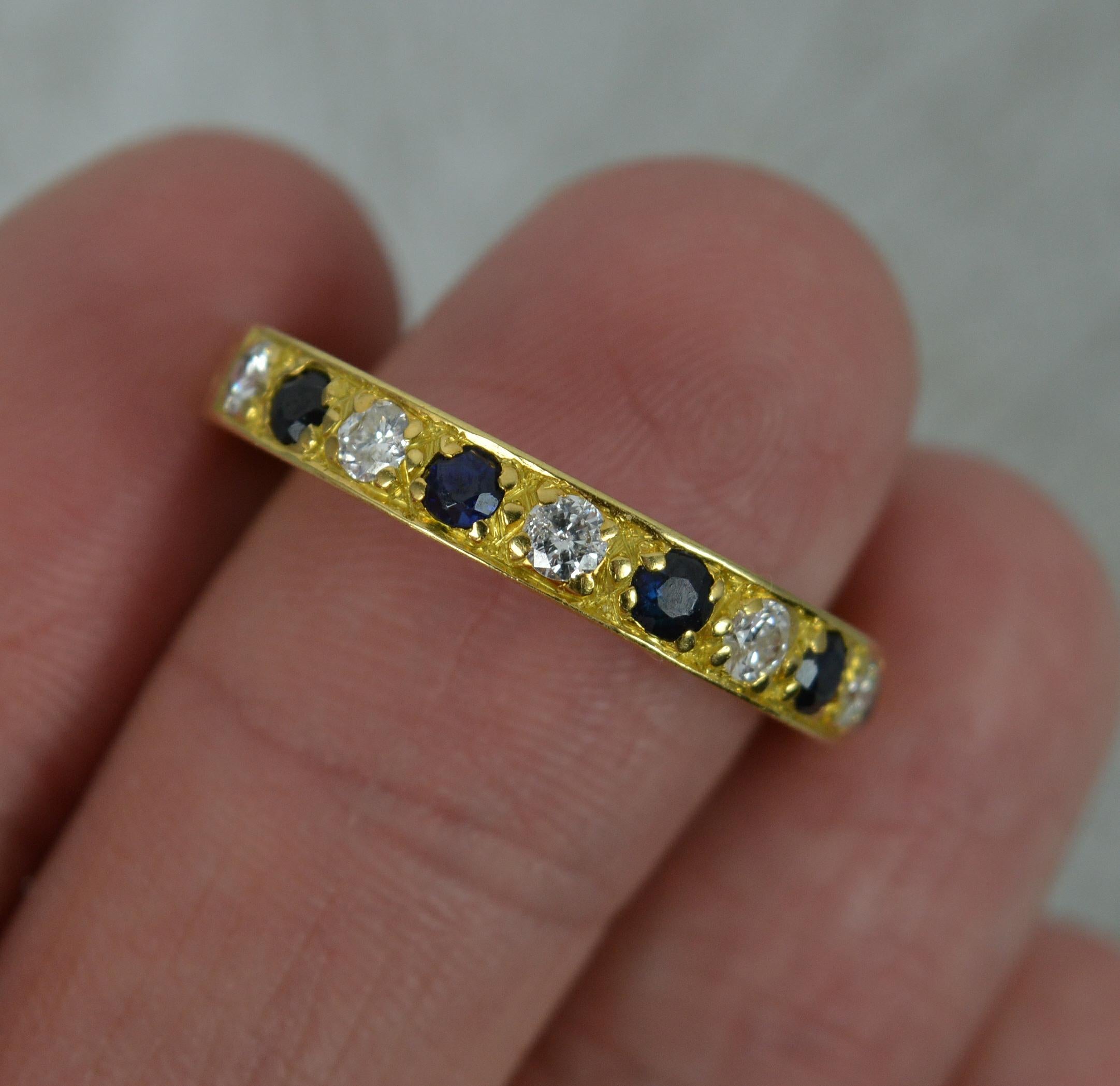 Women's Large 18 Carat Gold Diamond and Sapphire Half Eternity Stack Ring