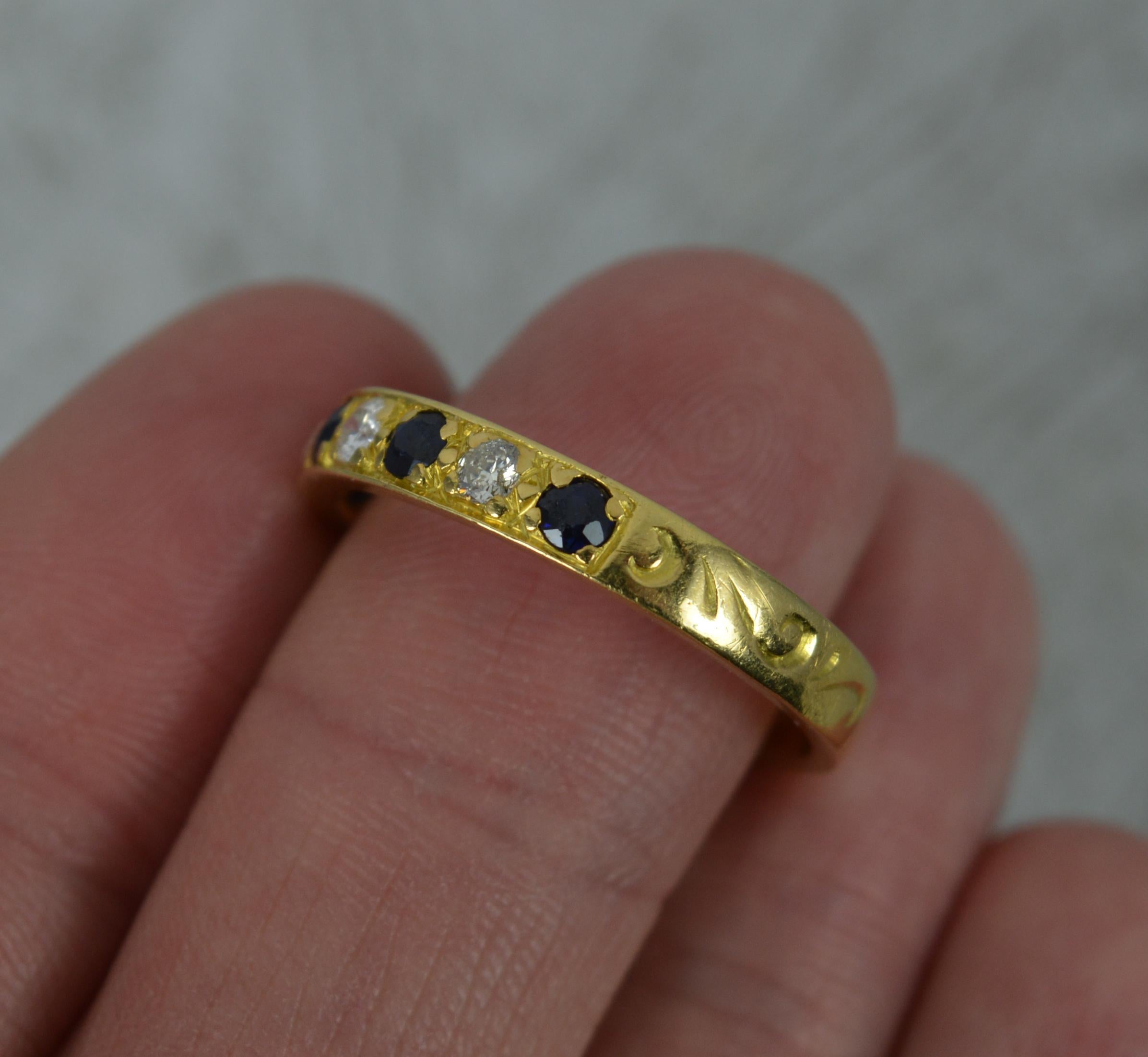 Large 18 Carat Gold Diamond and Sapphire Half Eternity Stack Ring 1