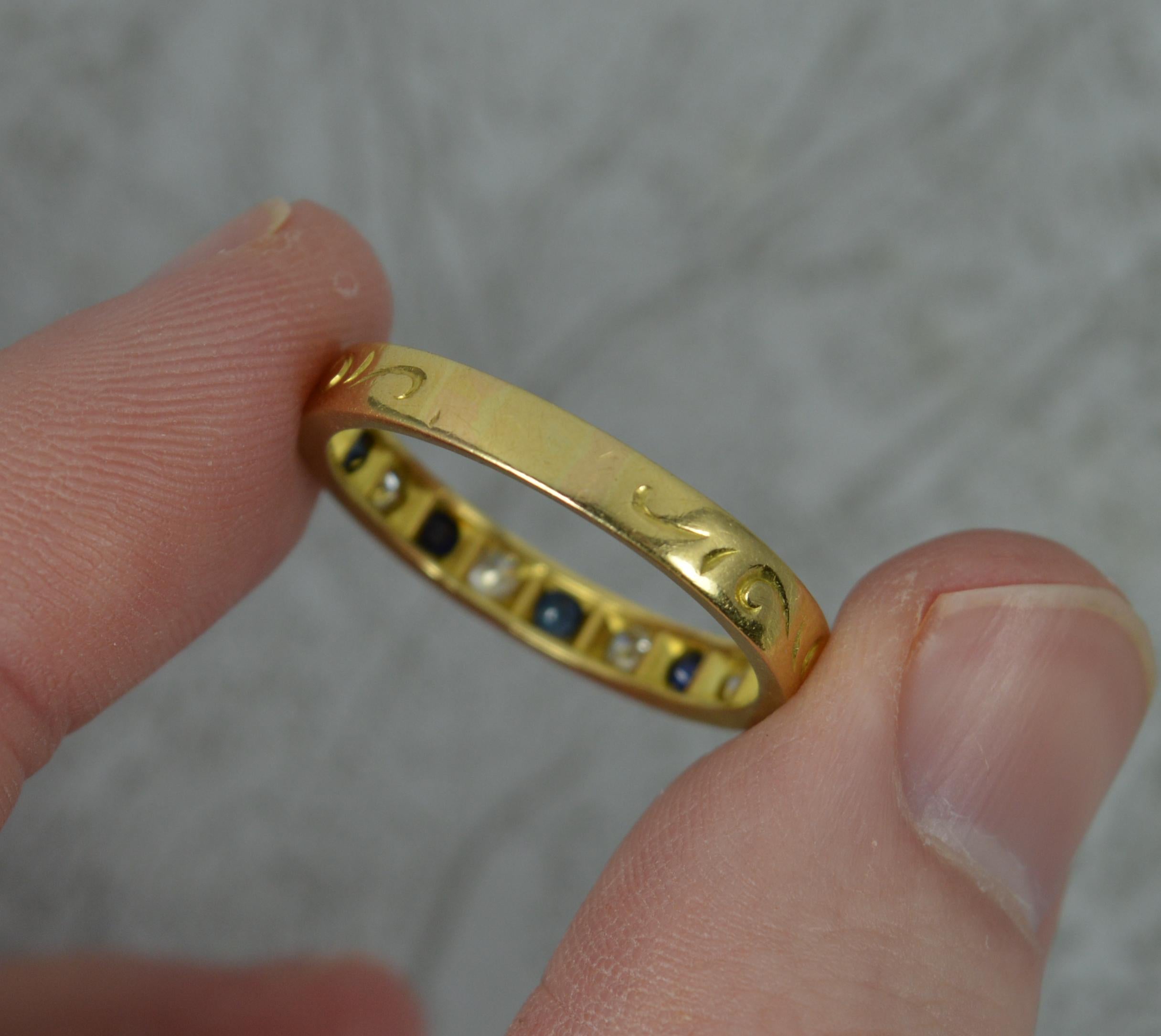 Large 18 Carat Gold Diamond and Sapphire Half Eternity Stack Ring 3