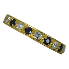 Large 18 Carat Gold Diamond and Sapphire Half Eternity Stack Ring