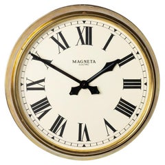 Large Diameter Vintage Brass British Factory Clock By Megneta
