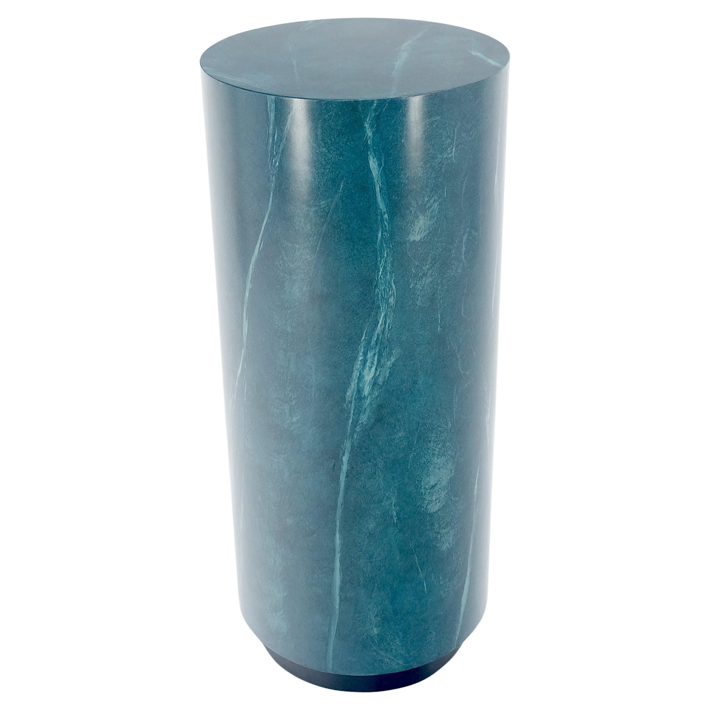Gran pedestal de mármol verde de imitación de 18" de diámetro y 42" de altura ¡Base negra MINT!