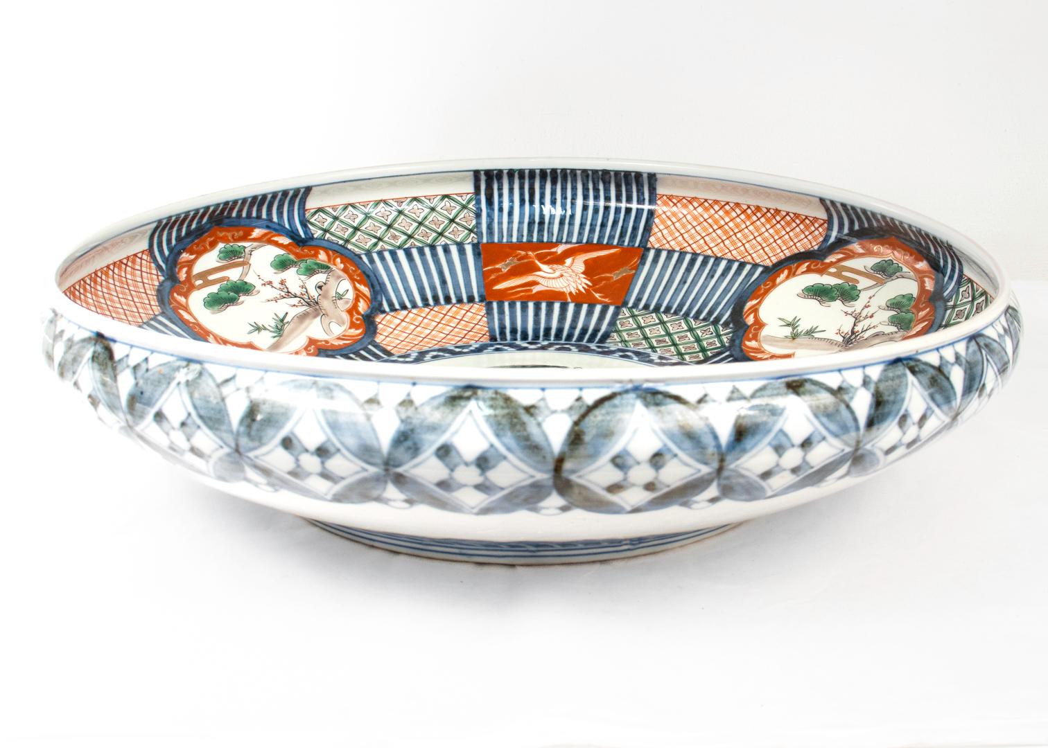 Large 18-inch Japanese Imari Porcelain Bowl 9