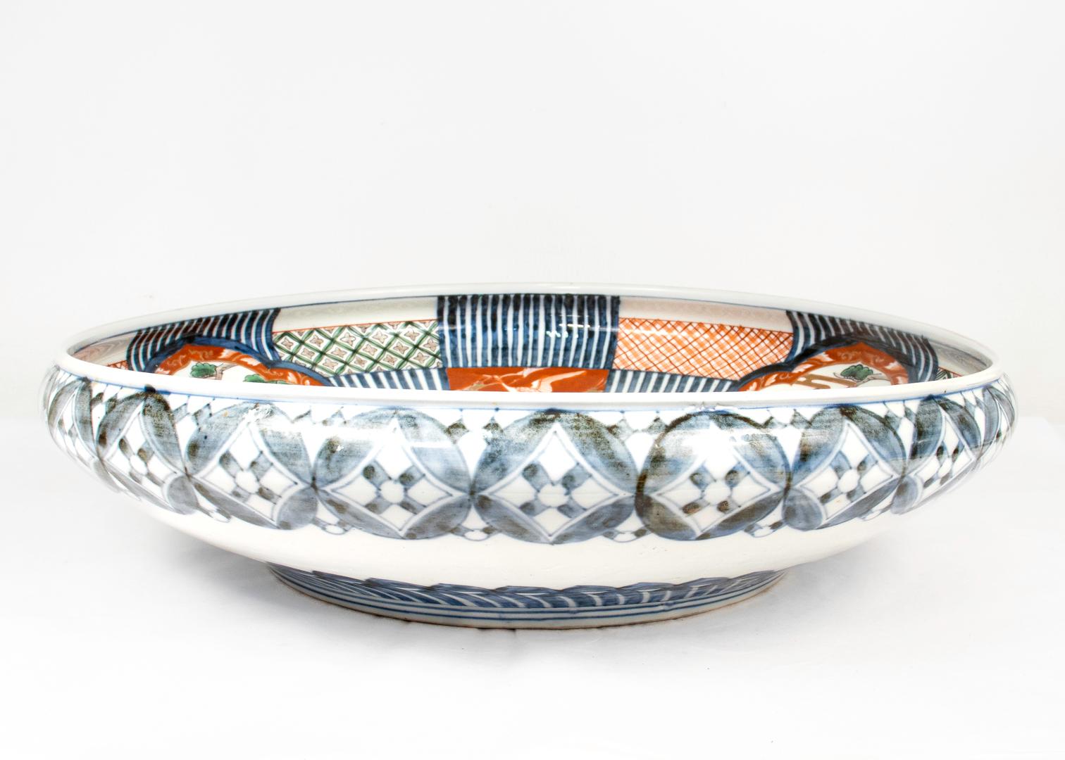 Large 18-inch Japanese Imari Porcelain Bowl 10