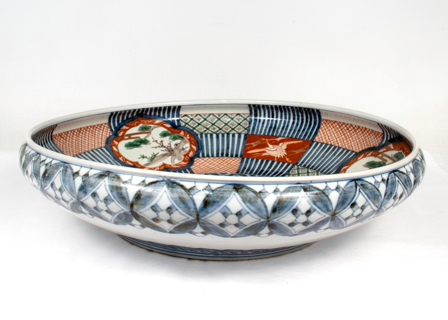 20th Century Large 18-inch Japanese Imari Porcelain Bowl