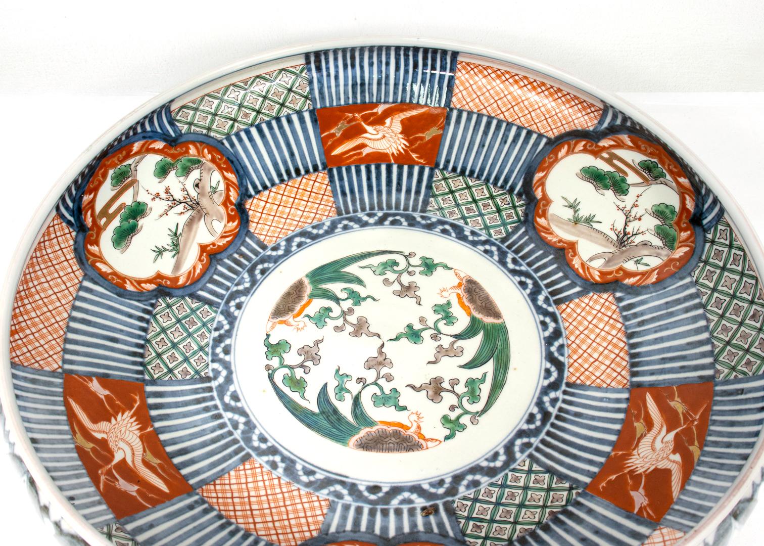 Large 18-inch Japanese Imari Porcelain Bowl 4