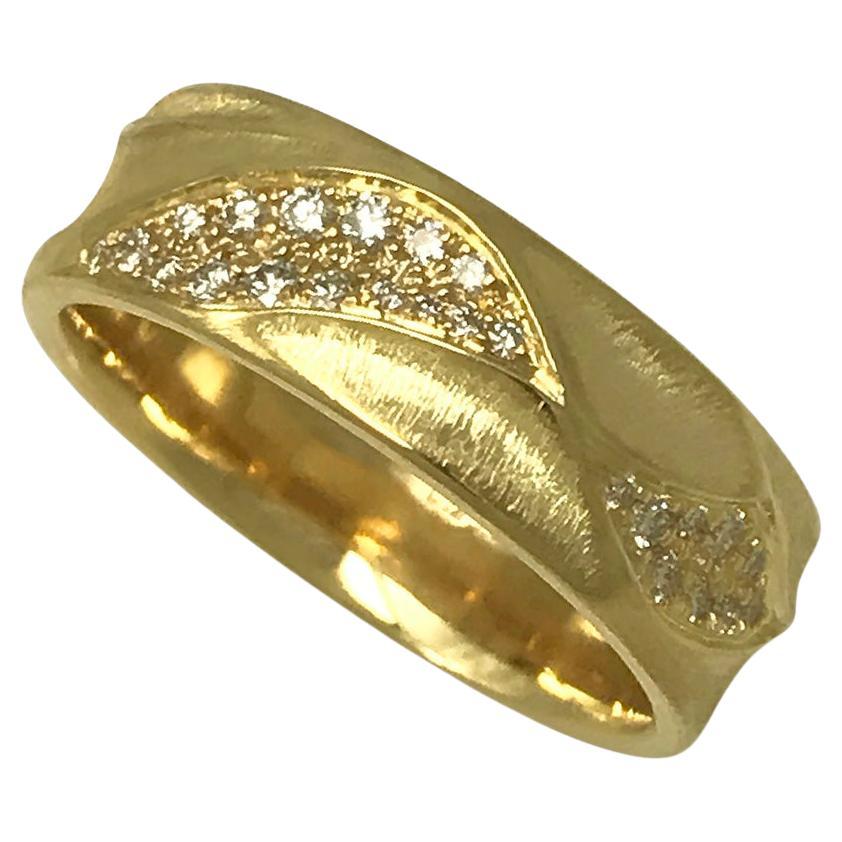 Large 18 Karat Yellow Gold Eternal Dune Band Ring with Diamonds from Keiko Mita