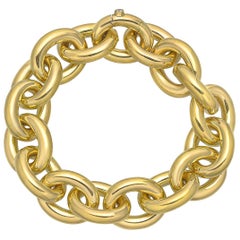 Large 18 Karat Yellow Gold Rolo Link Bracelet