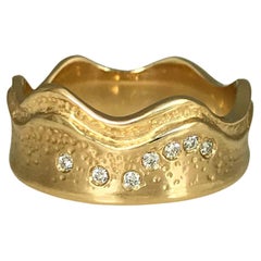 Keiko Mita, grande bague en or jaune 18 carats et diamants en forme de chapelet