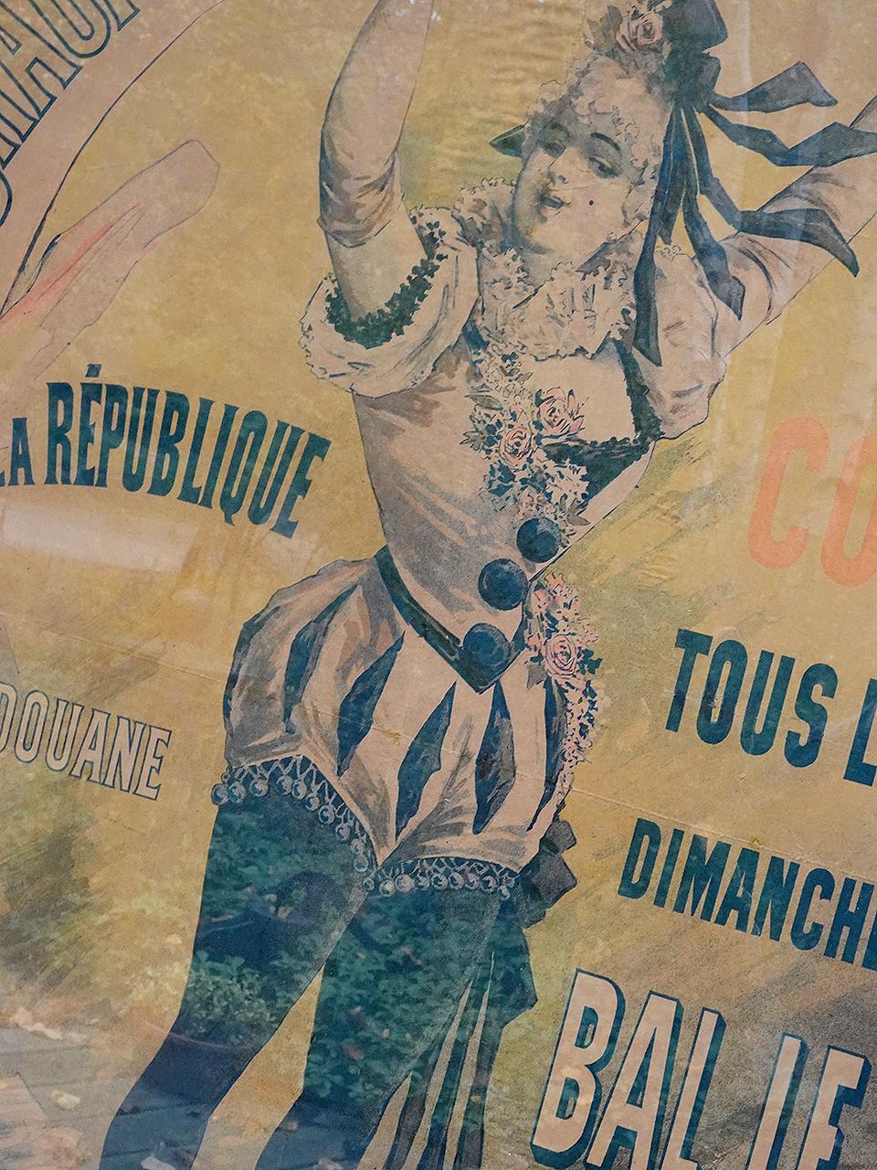 Large 1800s French Cabaret Poster In Good Condition For Sale In Peekskill, NY