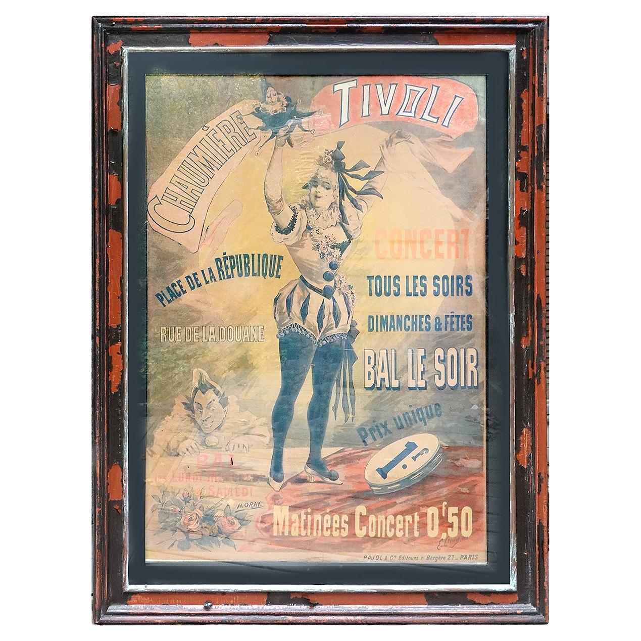 Large 1800s French Cabaret Poster For Sale