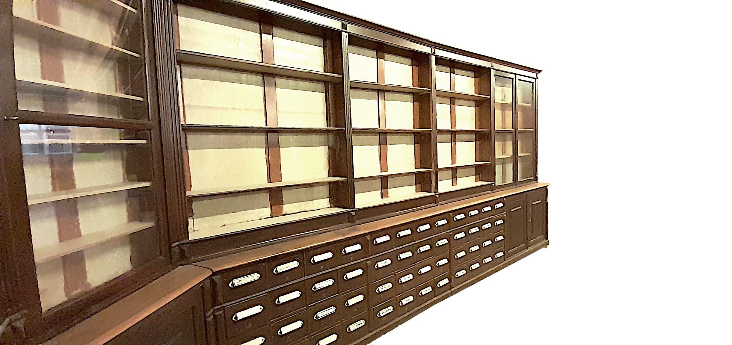 Lacquered Large 1800s Herbal Pharmacy Cabinet For Sale