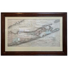 Antique Large 1840 Map of Long Island, New York