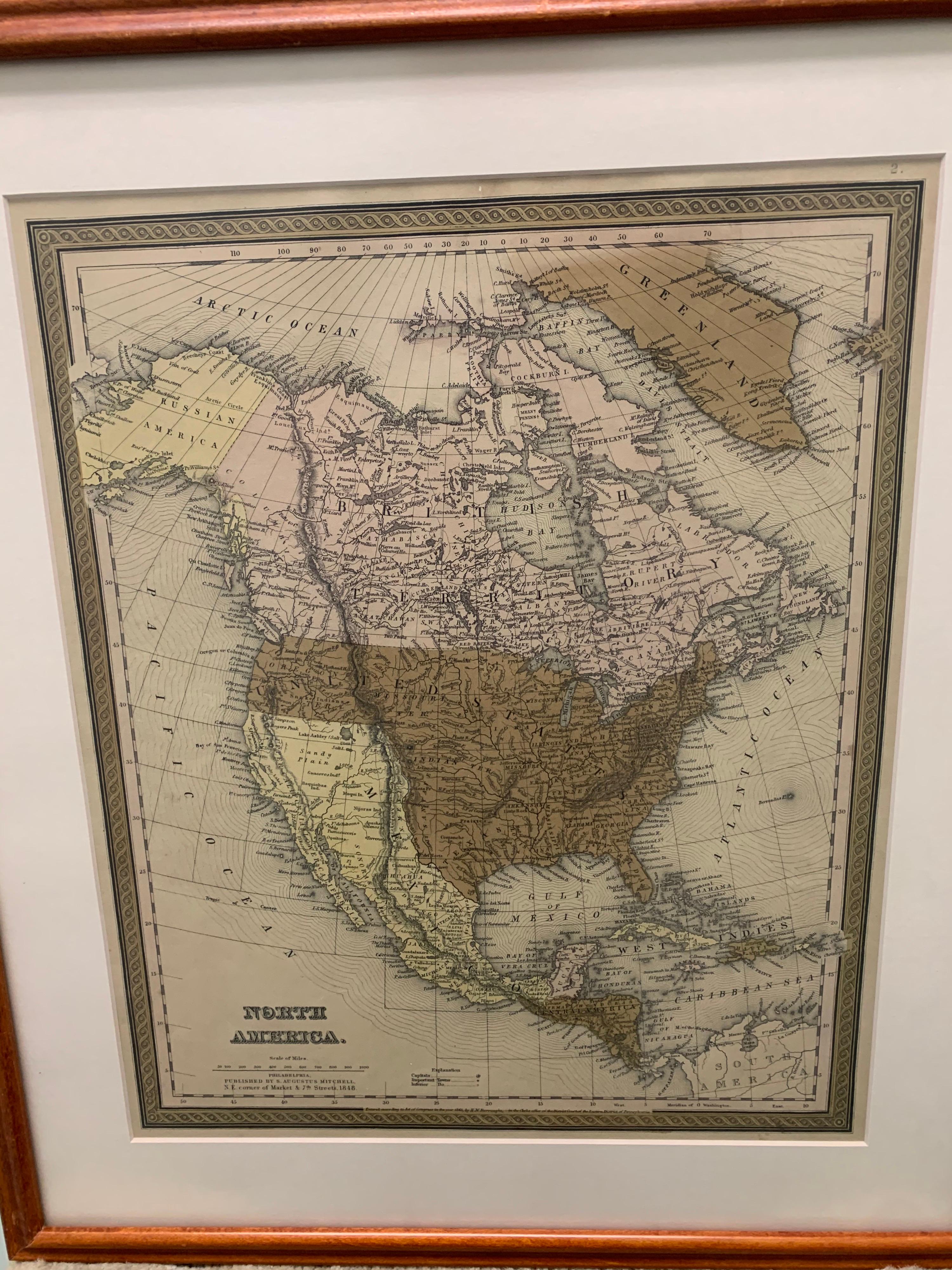 American Large 1848 North America & Territories Map For Sale