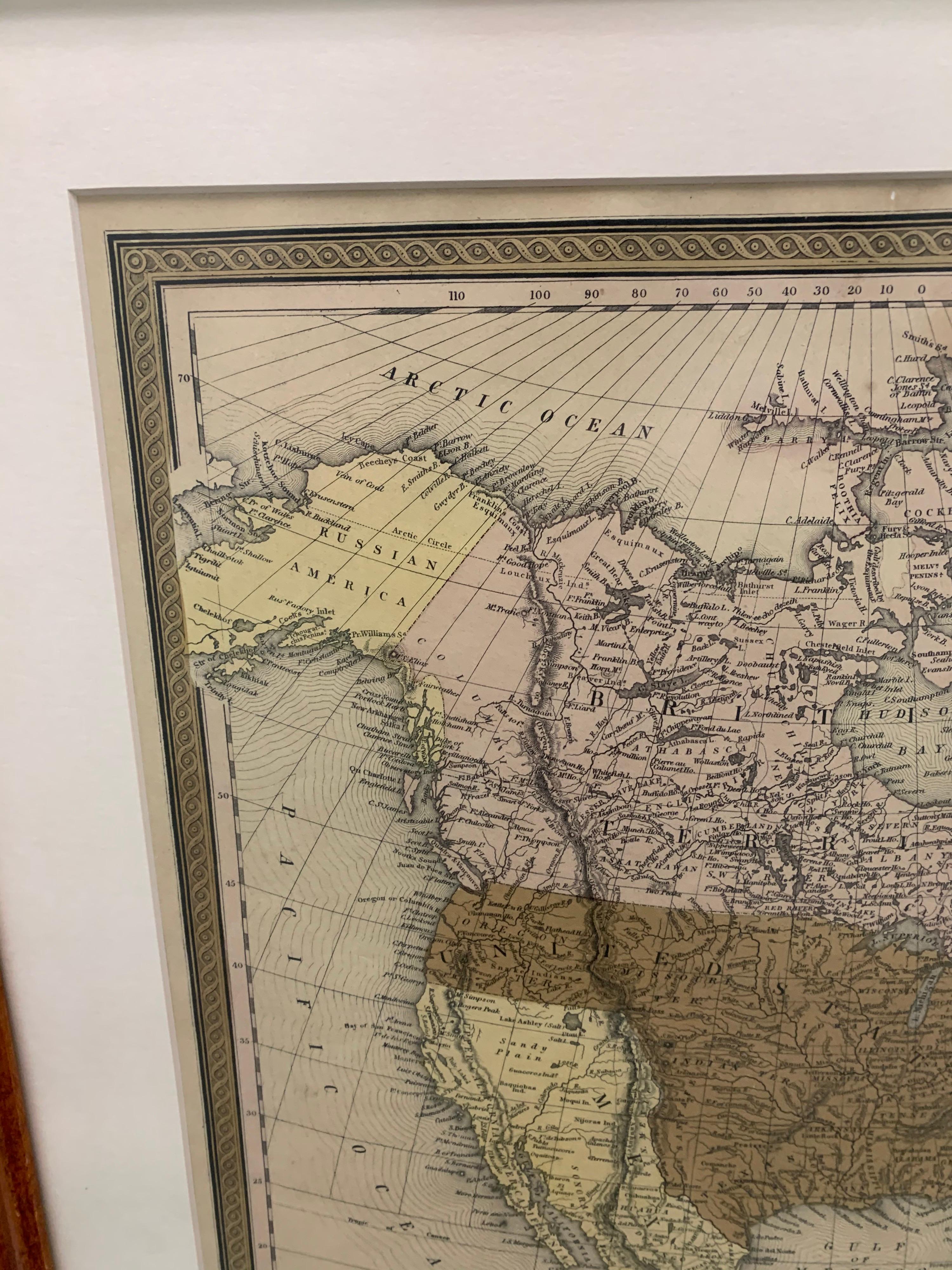Grande carte d'Amérique du Nord et de territoires de 1848 en vente 1