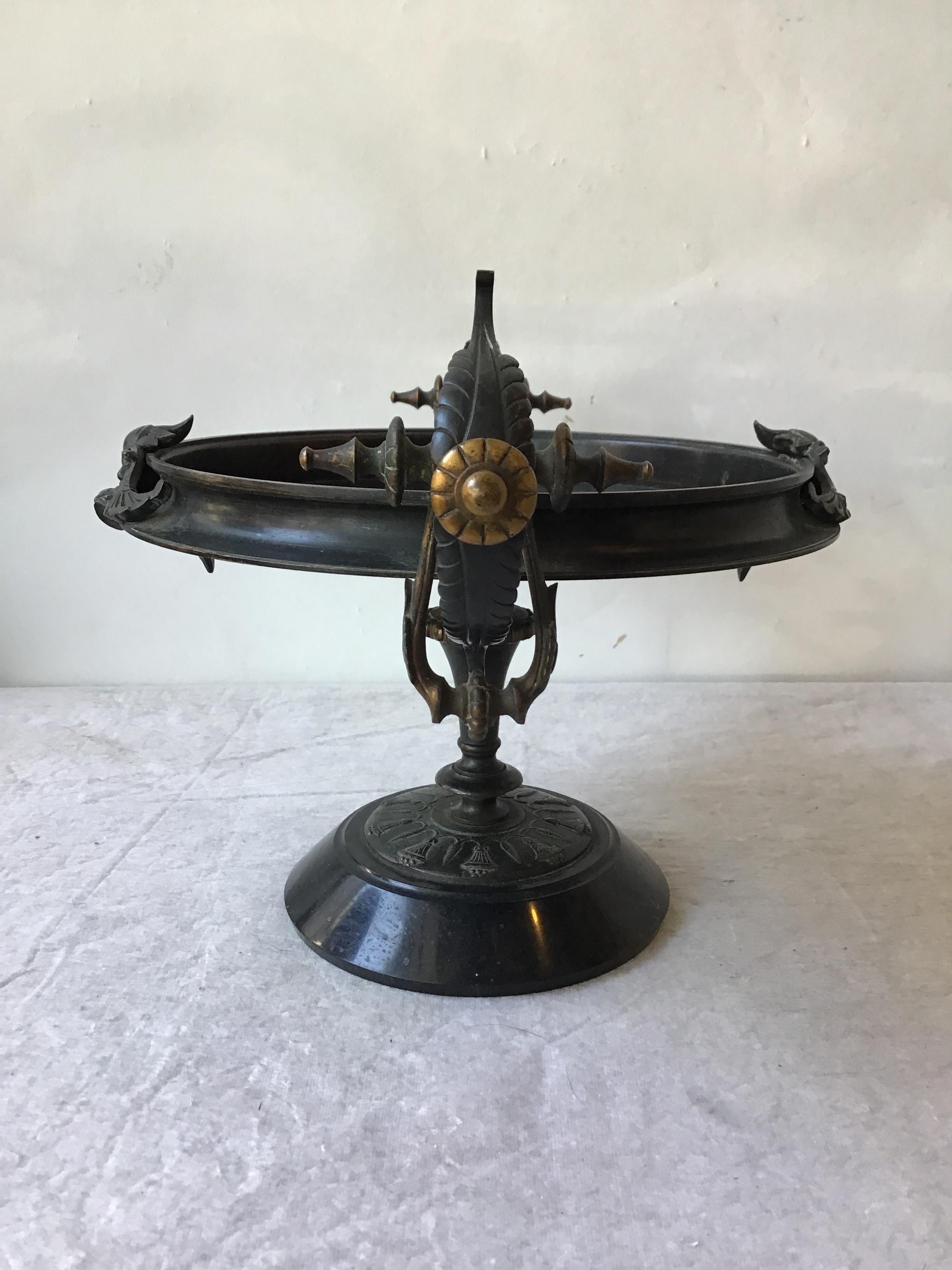 Late 19th Century Large 1870s Bronze Classical Tazza For Sale